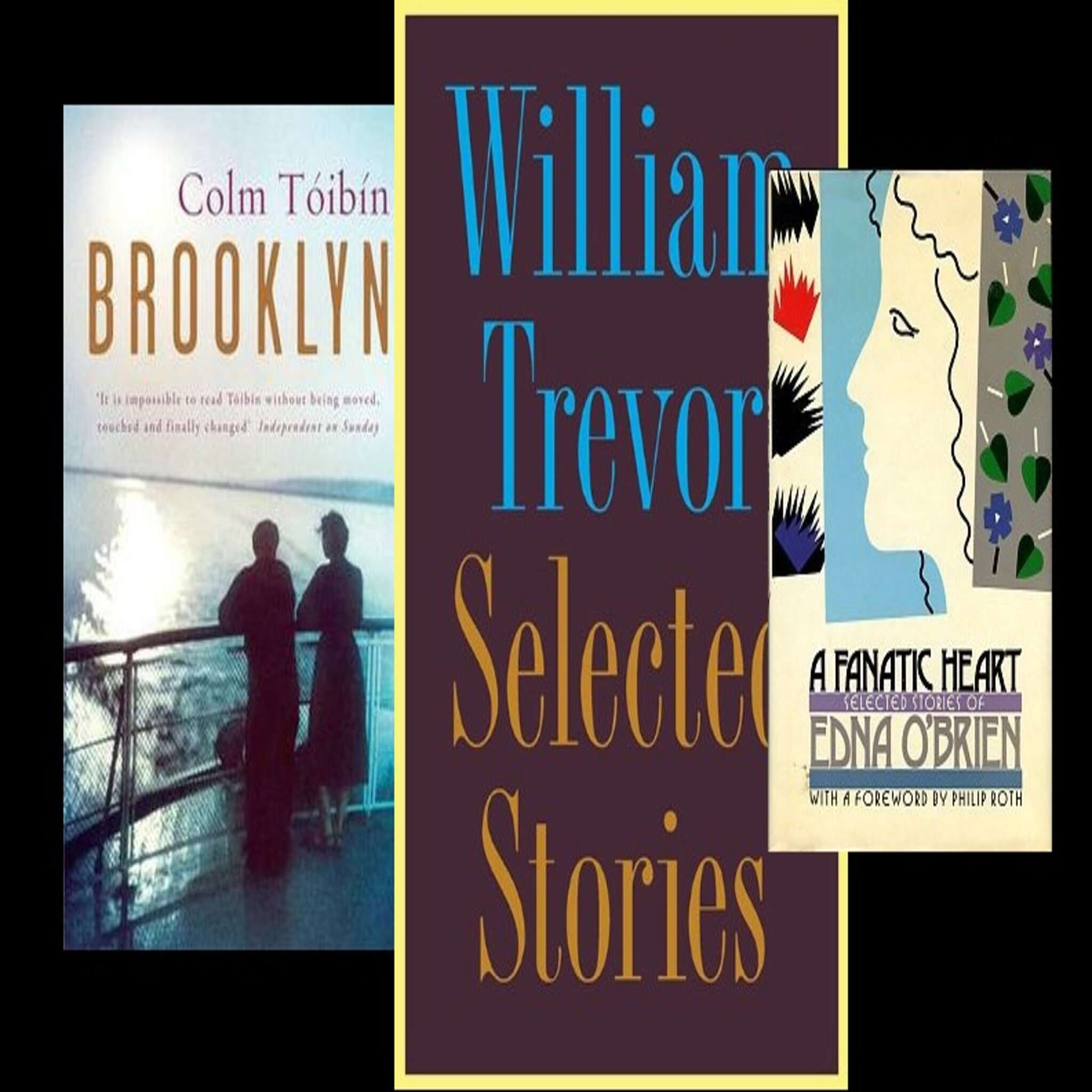 three book covers Brooklyn Selected Stories A Fanatic Heart