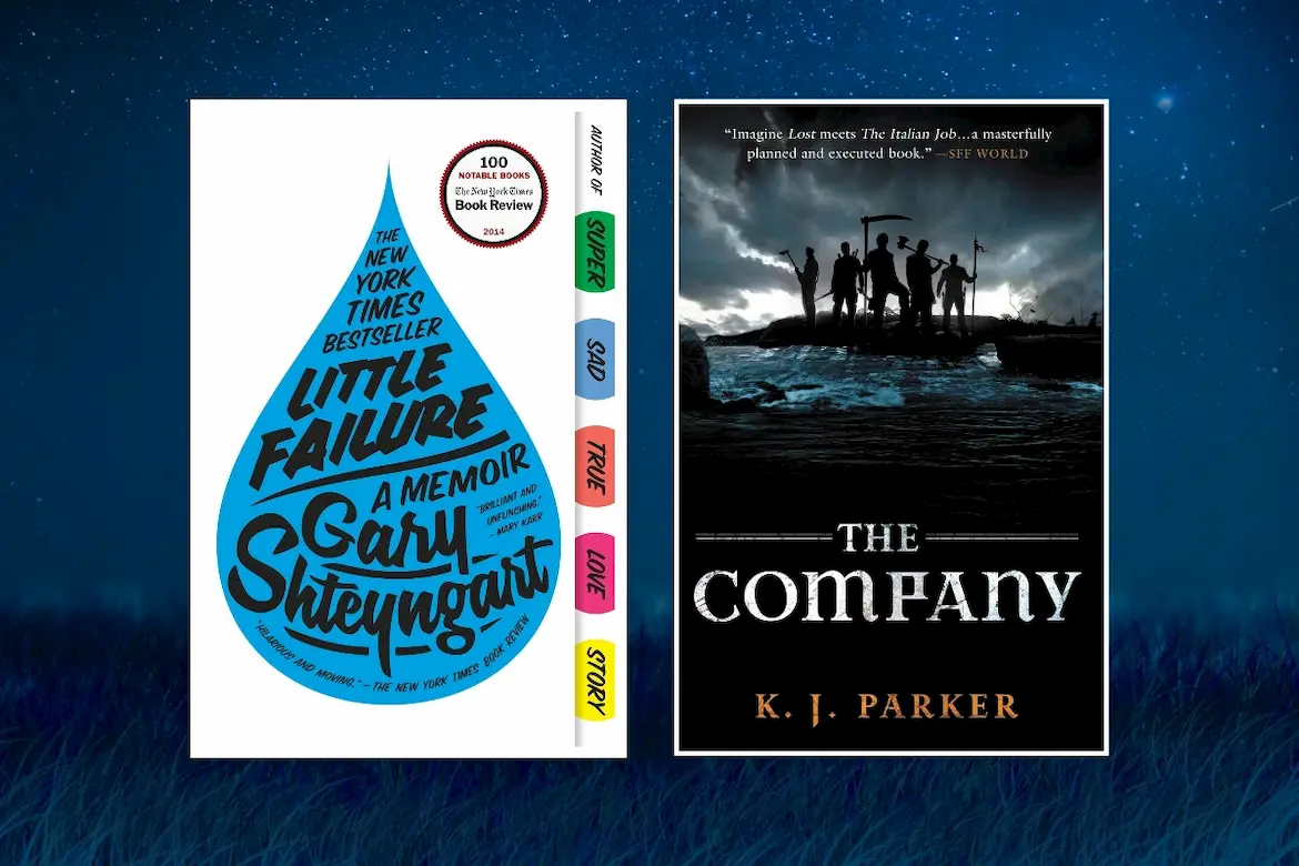 2 book covers - Little Failure by Gary Shteyngart and The Company by K. J. Parker