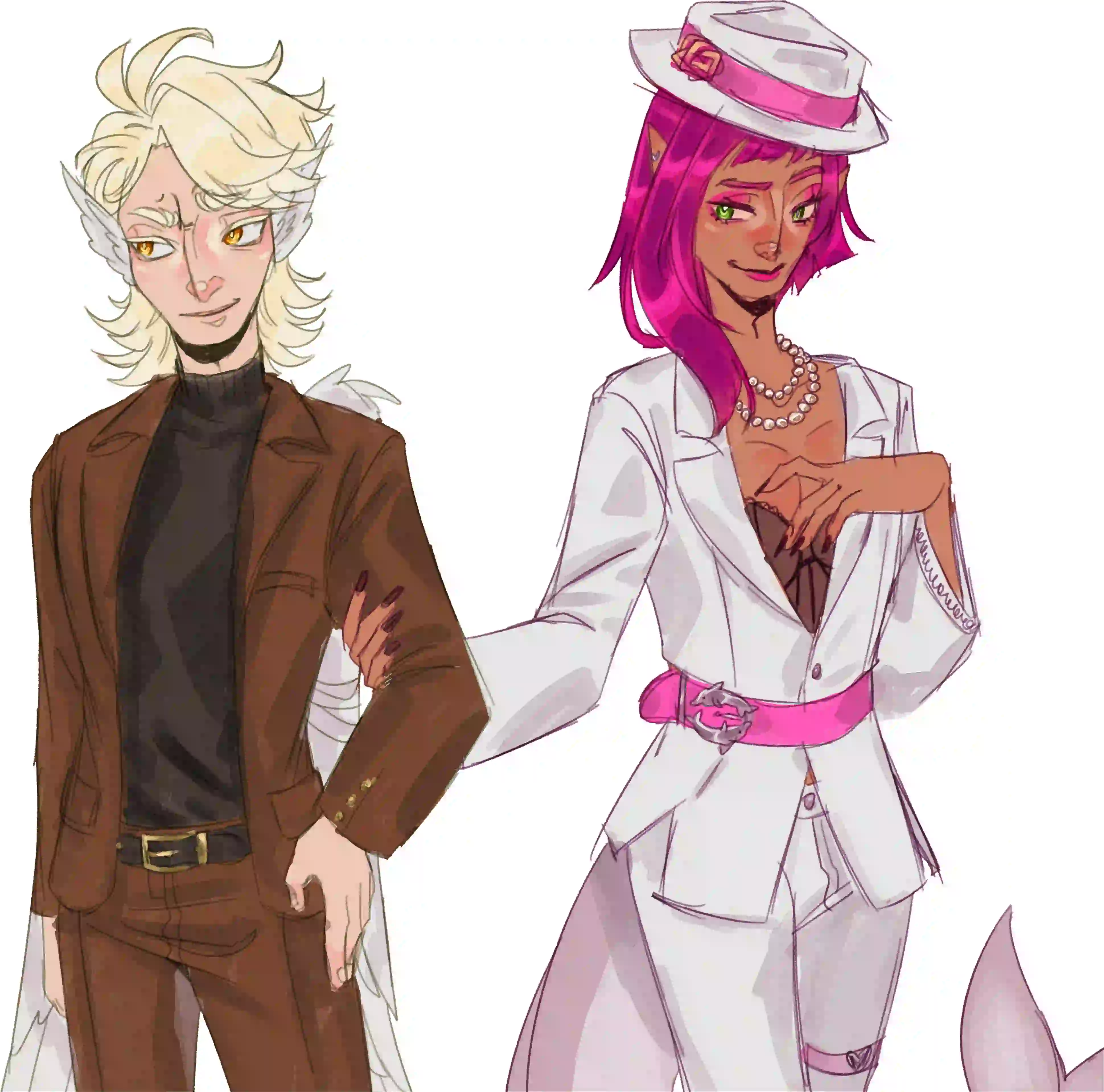 BL Yaoi and BL Artwork by Moray (mentally-eel-moray on tumblr) Stylish characters in vibrant attire