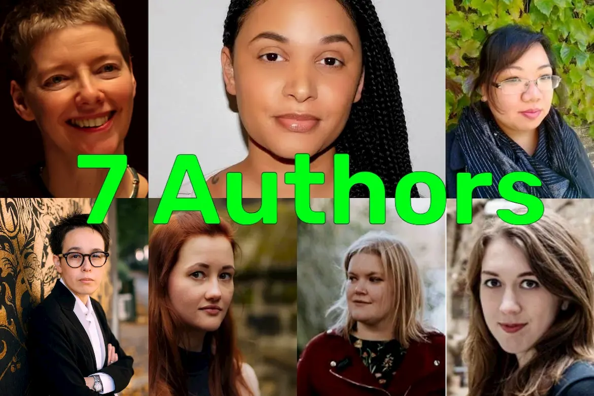 Author Shoutouts Collage of seven female authors.