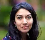 Uprising author Tahmima Anam with dark hair, serene expression.